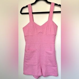 Zara Short Textured Pink Weave Jumpsuit Romper Sz XS